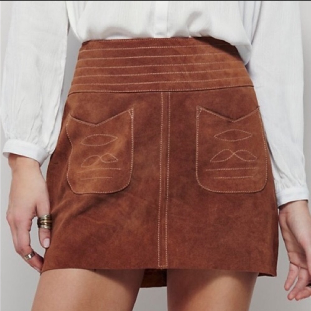 Free People Mad Love Suede Mini Skirt